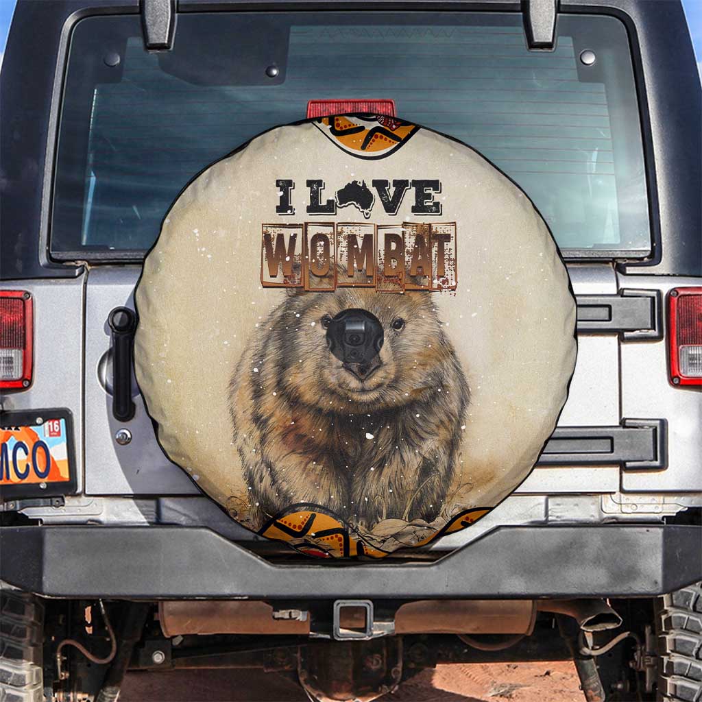 I Love Wombat Spare Tire Cover Australian Aboriginal Art