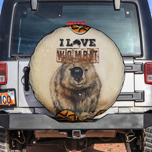 I Love Wombat Spare Tire Cover Australian Aboriginal Art