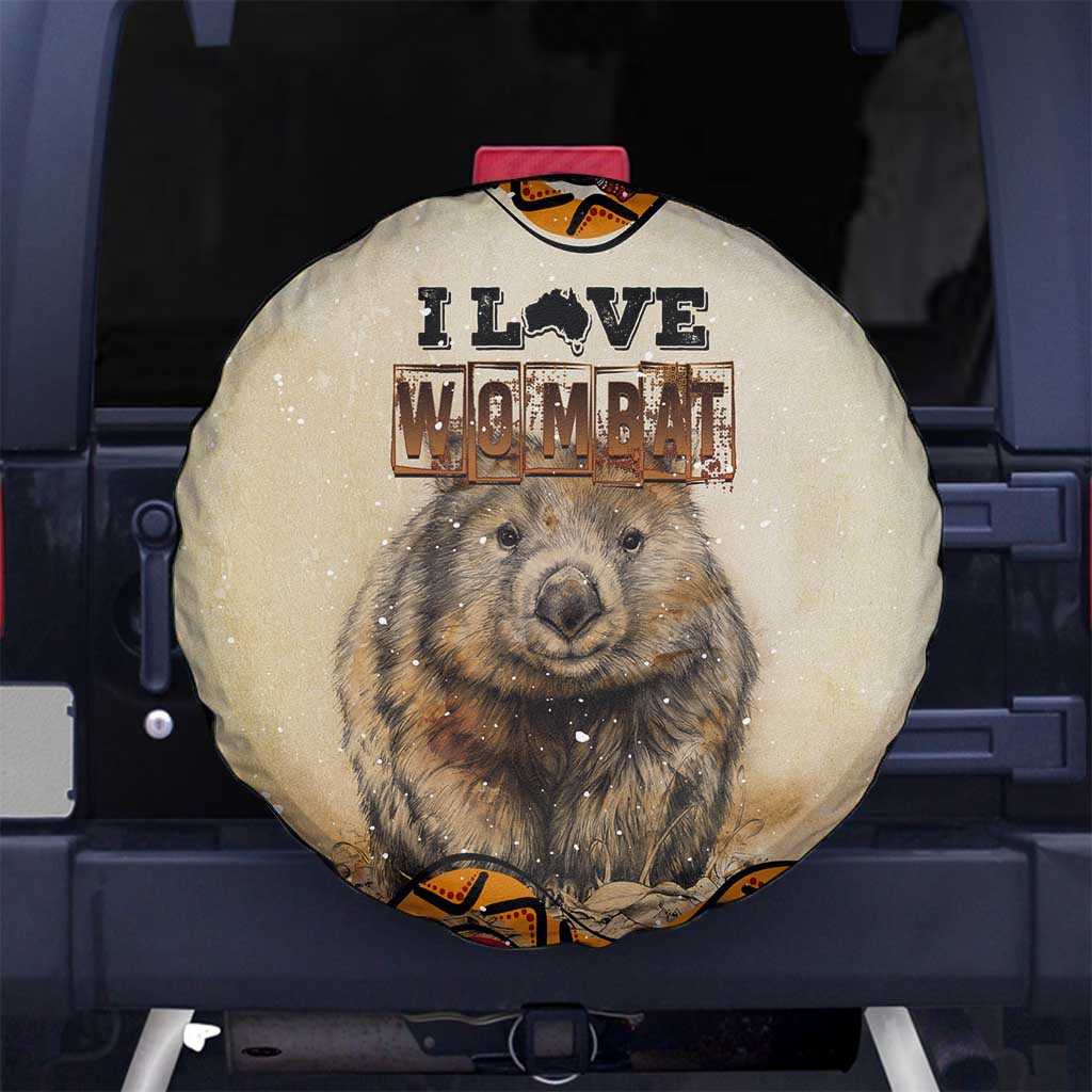 I Love Wombat Spare Tire Cover Australian Aboriginal Art