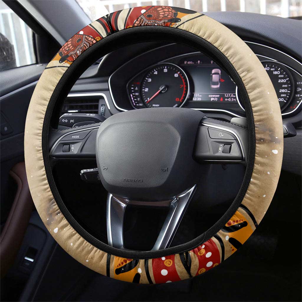 I Love Wombat Steering Wheel Cover Australian Aboriginal Art
