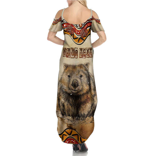 I Love Wombat Summer Maxi Dress Australian Aboriginal Art