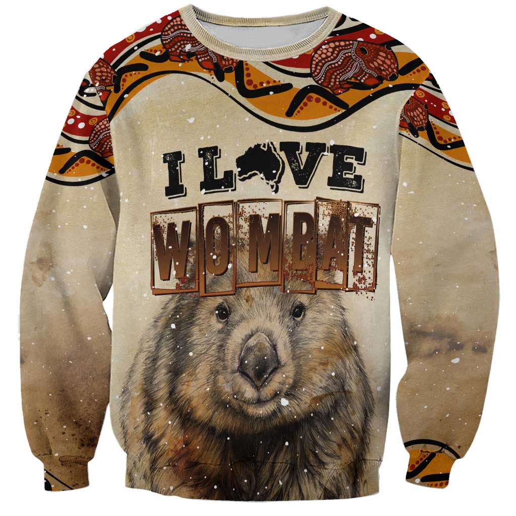 I Love Wombat Sweatshirt Australian Aboriginal Art