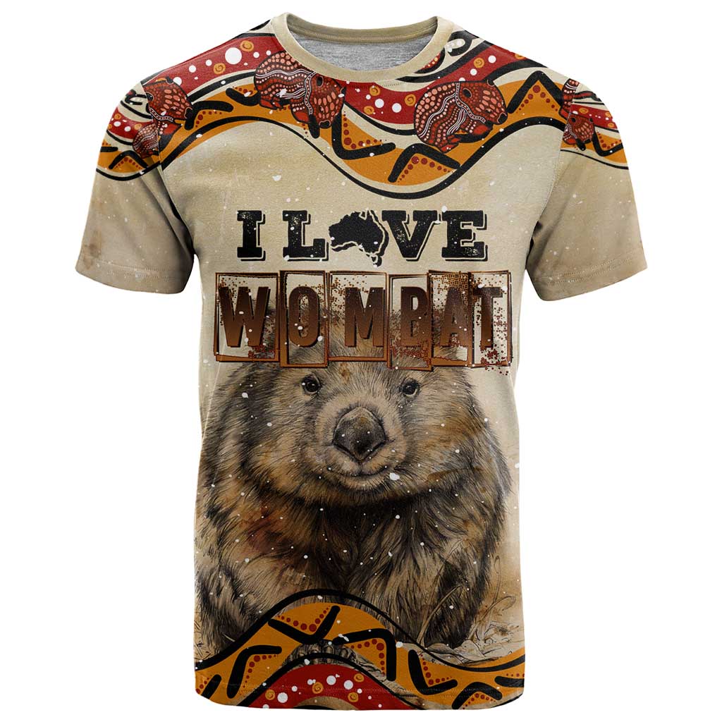 I Love Wombat T Shirt Australian Aboriginal Art