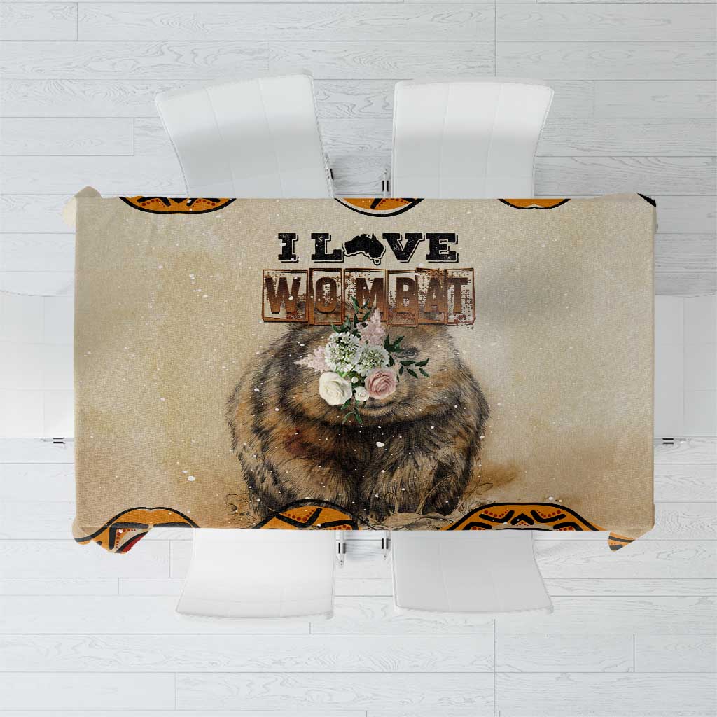 I Love Wombat Tablecloth Australian Aboriginal Art
