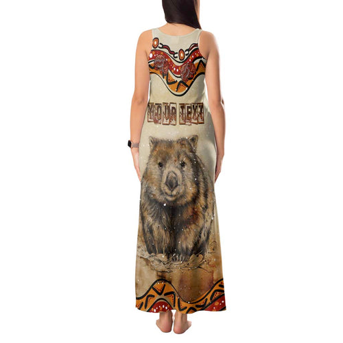 I Love Wombat Tank Maxi Dress Australian Aboriginal Art