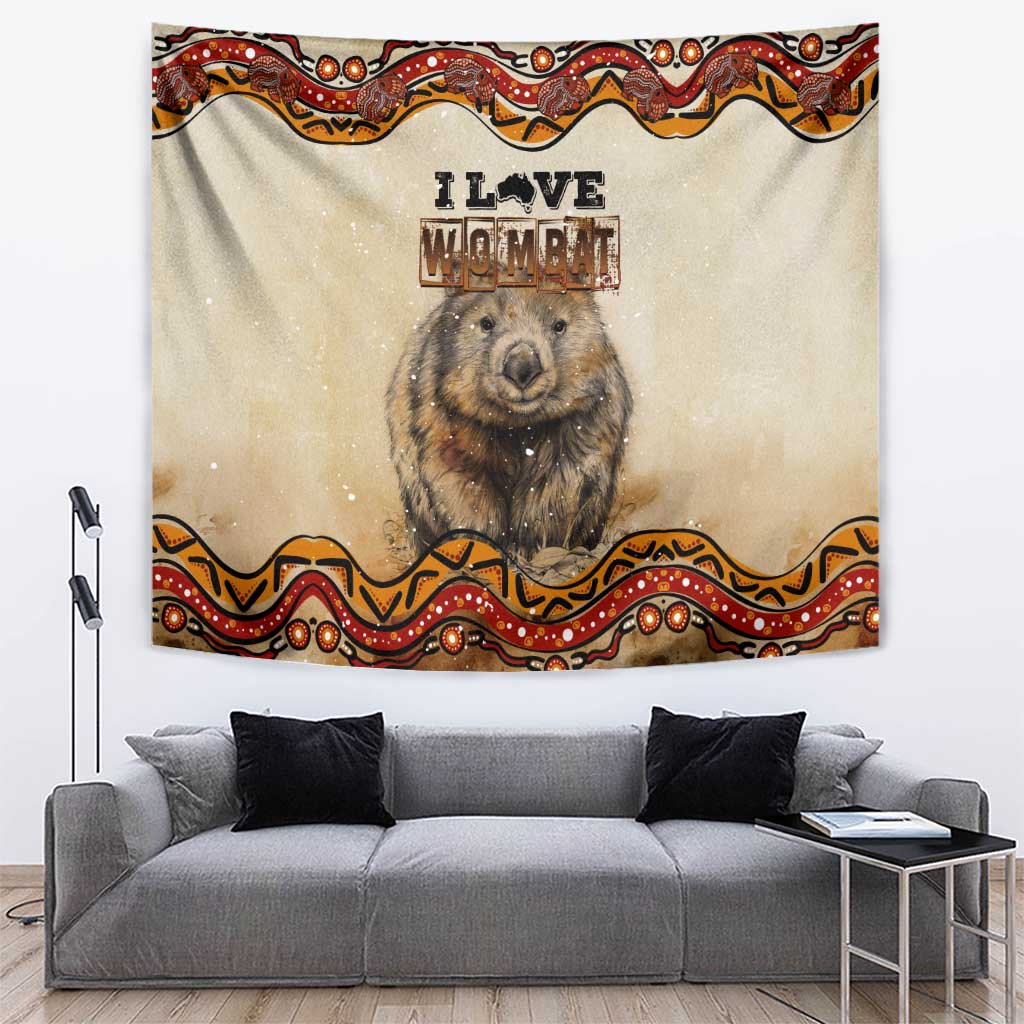 I Love Wombat Tapestry Australian Aboriginal Art
