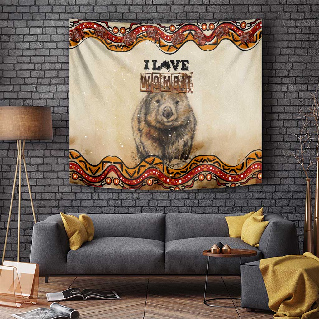 I Love Wombat Tapestry Australian Aboriginal Art