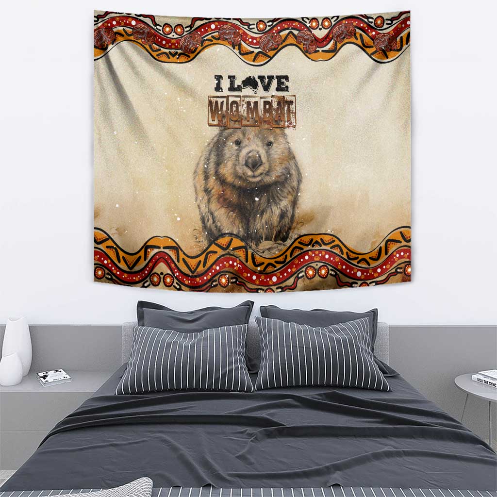 I Love Wombat Tapestry Australian Aboriginal Art