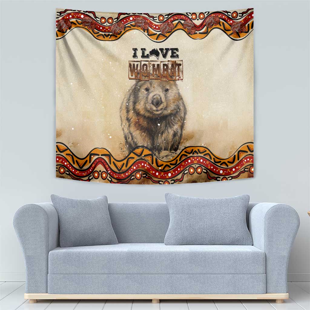 I Love Wombat Tapestry Australian Aboriginal Art