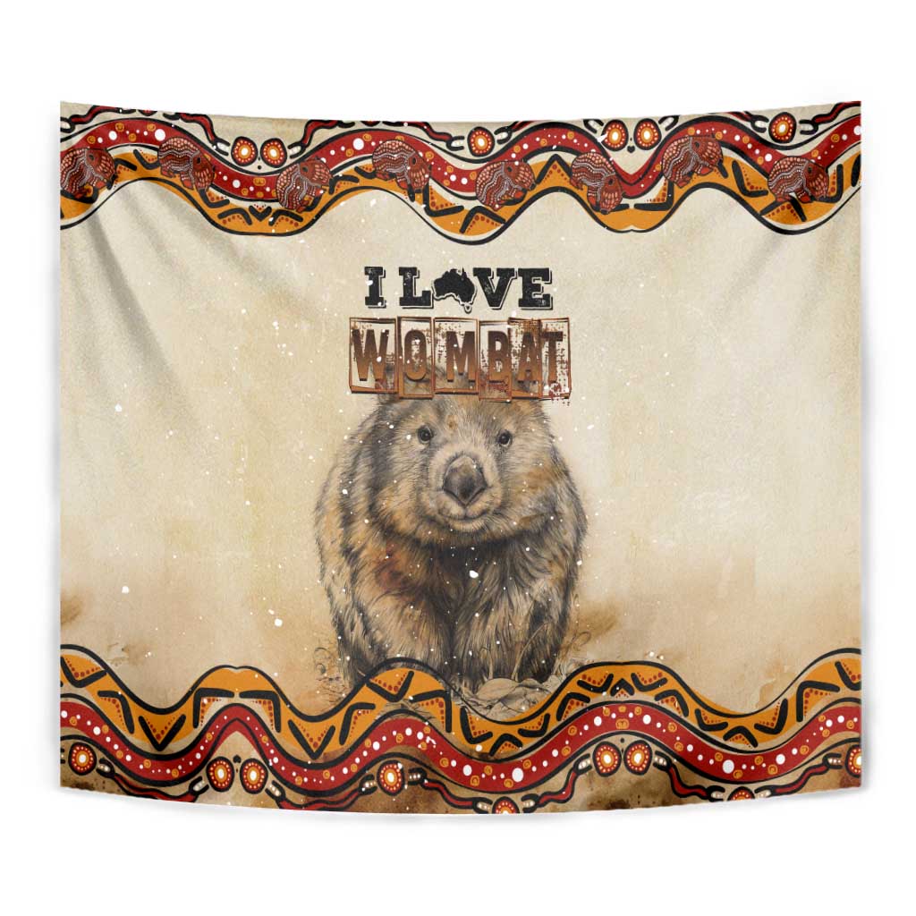 I Love Wombat Tapestry Australian Aboriginal Art