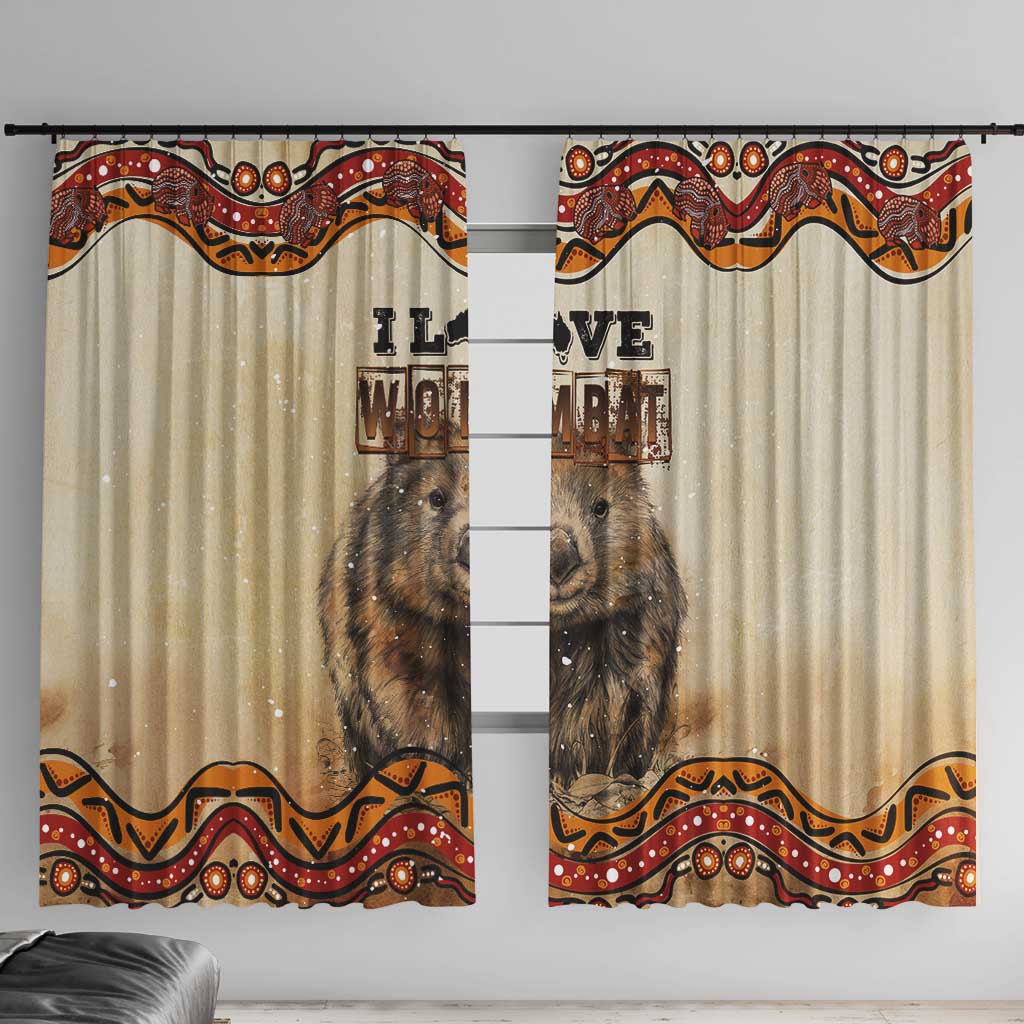 I Love Wombat Window Curtain Australian Aboriginal Art