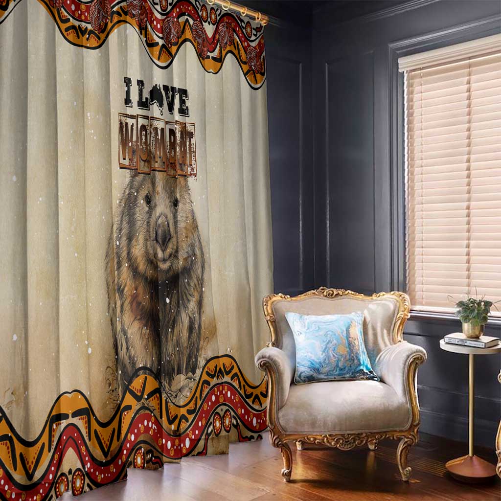 I Love Wombat Window Curtain Australian Aboriginal Art
