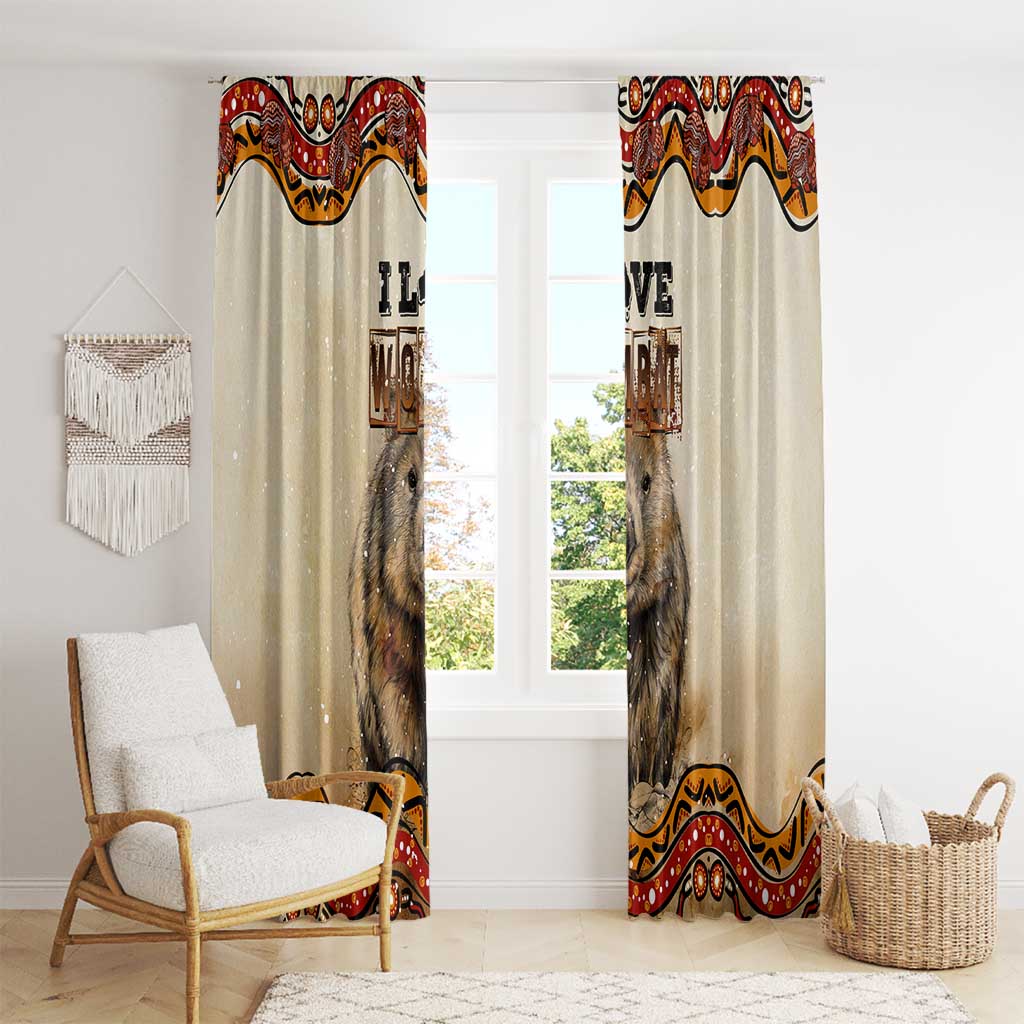 I Love Wombat Window Curtain Australian Aboriginal Art