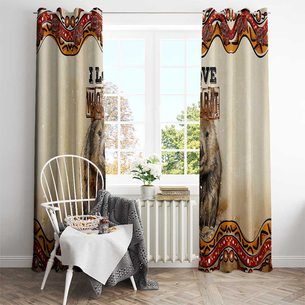 I Love Wombat Window Curtain Australian Aboriginal Art