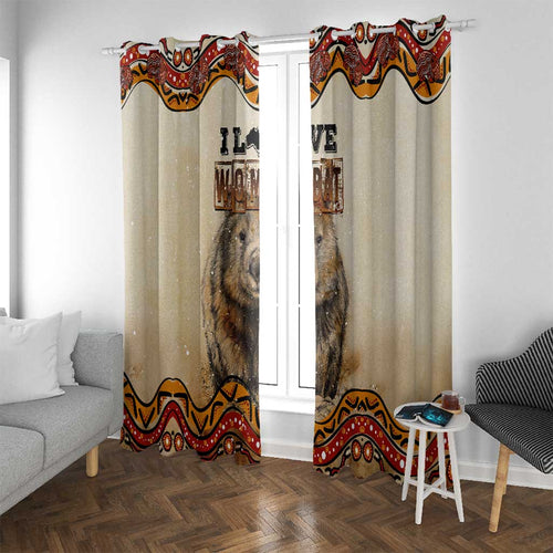 I Love Wombat Window Curtain Australian Aboriginal Art