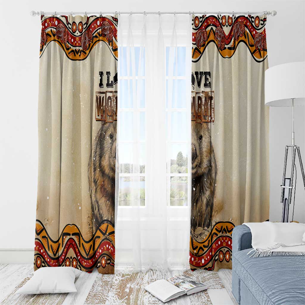 I Love Wombat Window Curtain Australian Aboriginal Art
