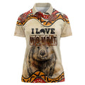 I Love Wombat Women Polo Shirt Australian Aboriginal Art