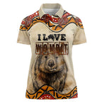 I Love Wombat Women Polo Shirt Australian Aboriginal Art