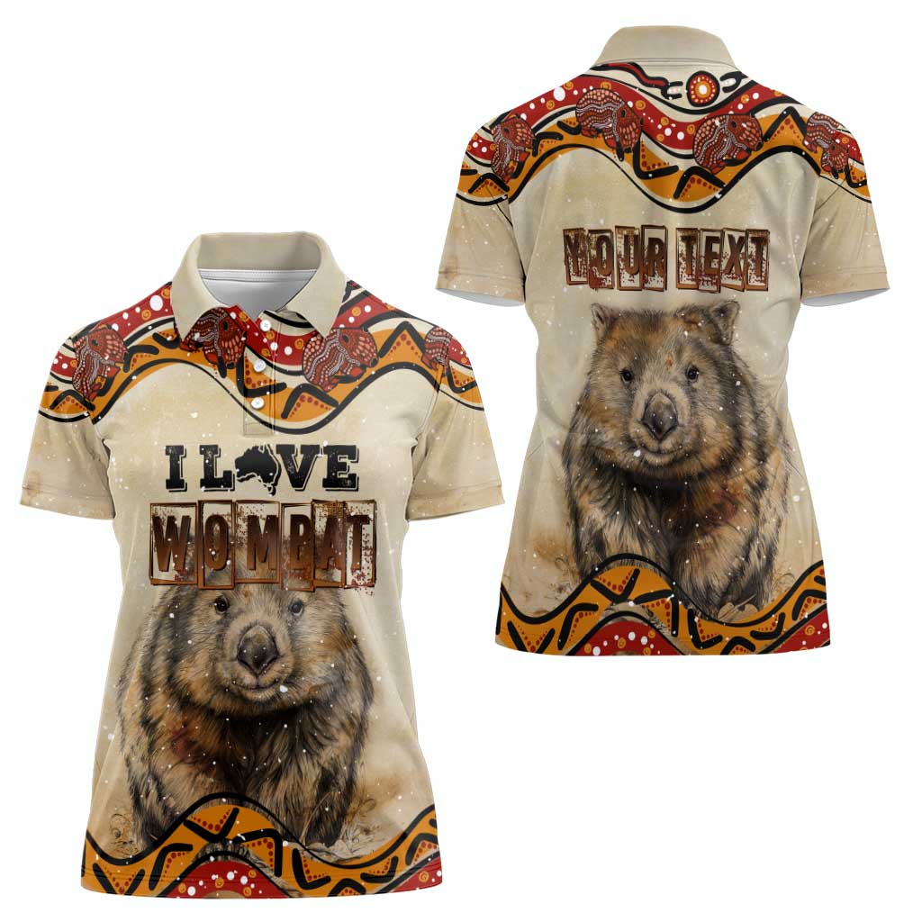 I Love Wombat Women Polo Shirt Australian Aboriginal Art