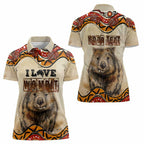 I Love Wombat Women Polo Shirt Australian Aboriginal Art