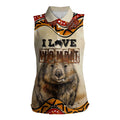 I Love Wombat Women Sleeveless Polo Shirt Australian Aboriginal Art