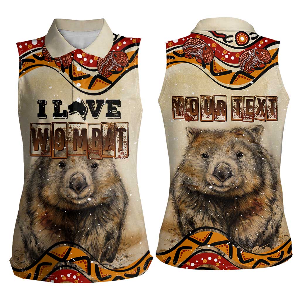 I Love Wombat Women Sleeveless Polo Shirt Australian Aboriginal Art