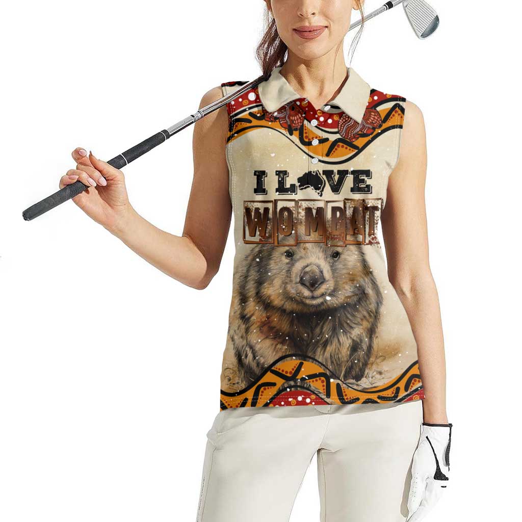 I Love Wombat Women Sleeveless Polo Shirt Australian Aboriginal Art