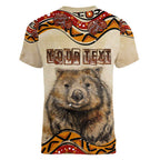 I Love Wombat Women V-Neck T-Shirt Australian Aboriginal Art