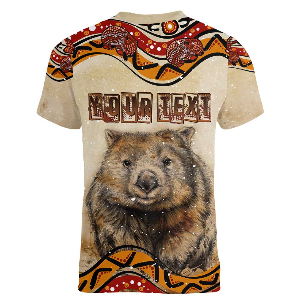I Love Wombat Women V-Neck T-Shirt Australian Aboriginal Art
