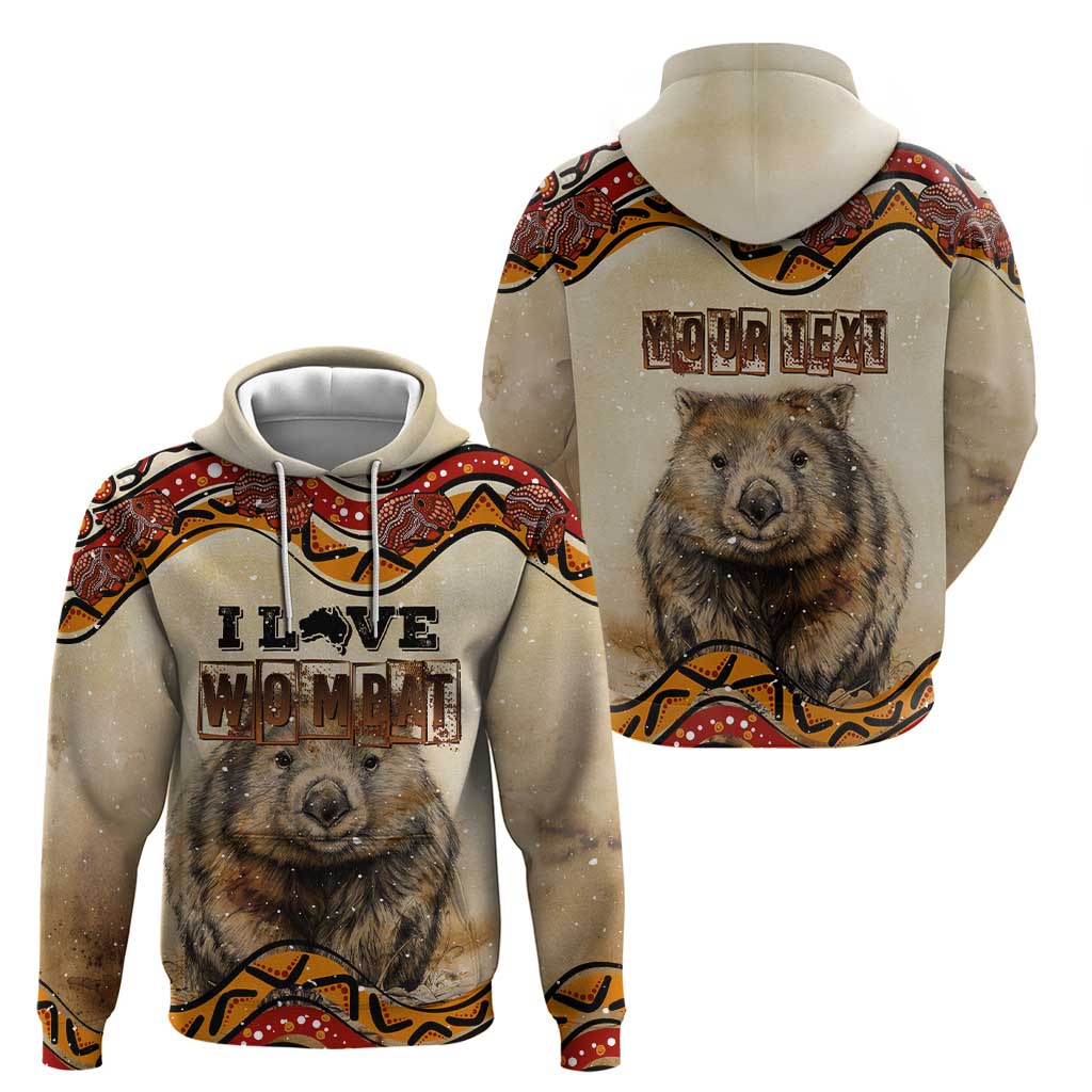 I Love Wombat Zip Hoodie Australian Aboriginal Art