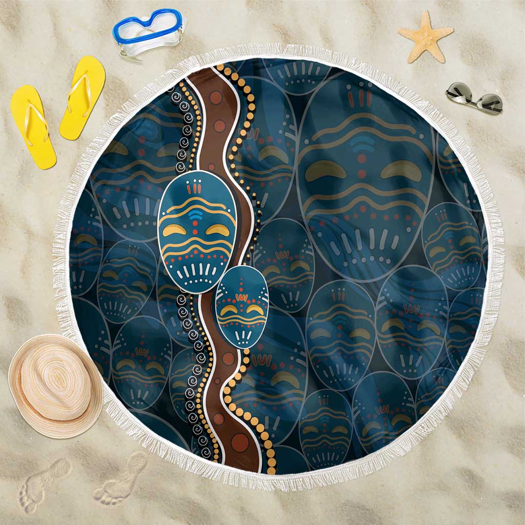 Aboriginal Masks Art Beach Blanket Australian Indigenous