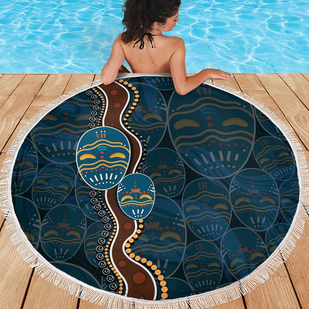 Aboriginal Masks Art Beach Blanket Australian Indigenous