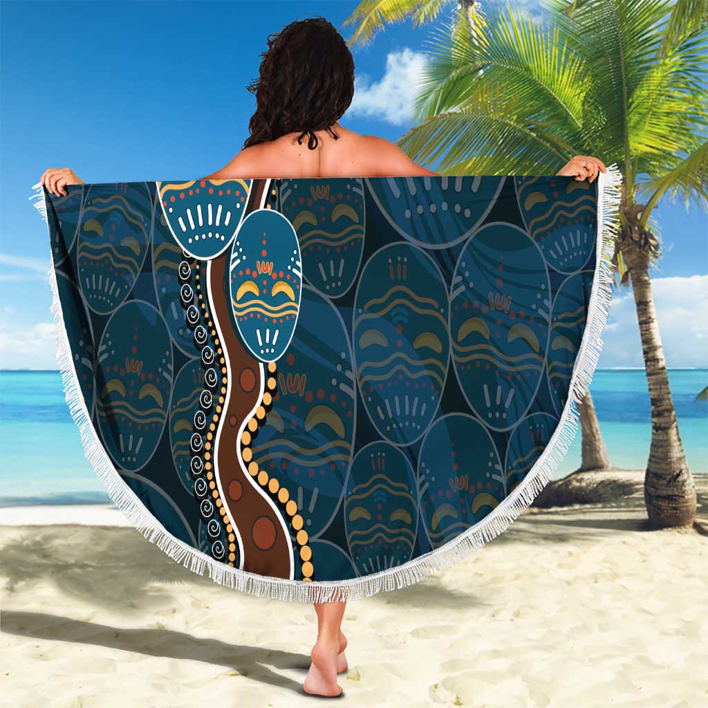 Aboriginal Masks Art Beach Blanket Australian Indigenous