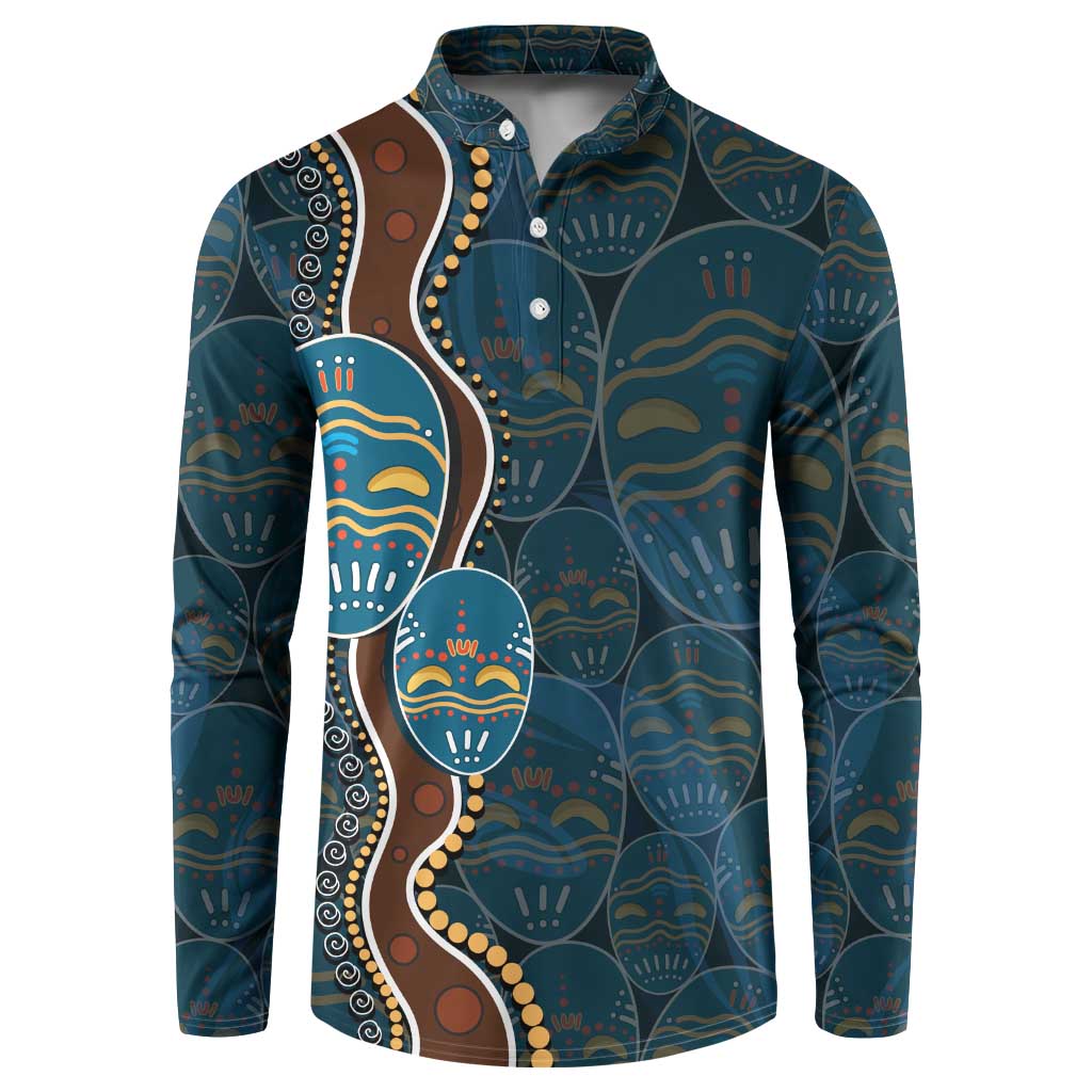 Aboriginal Masks Art Button Sweatshirt Australian Indigenous