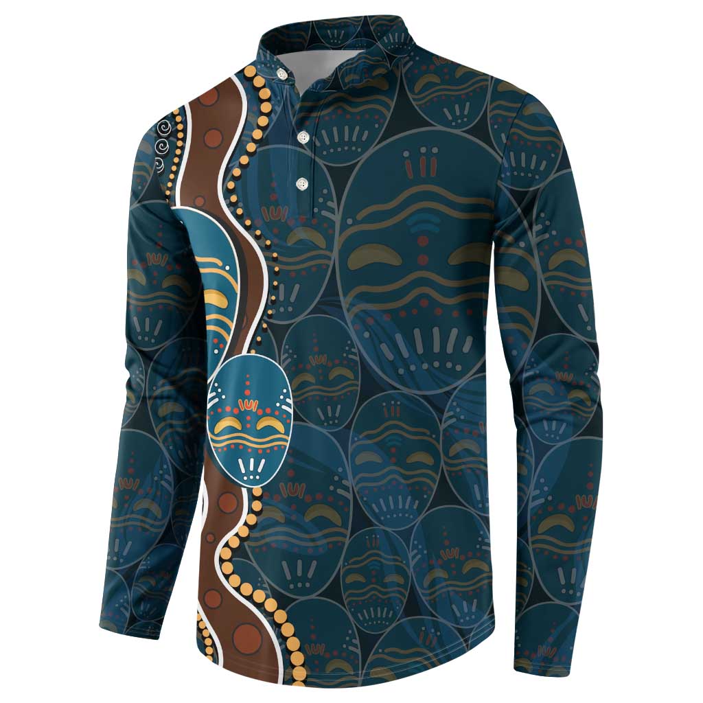 Aboriginal Masks Art Button Sweatshirt Australian Indigenous