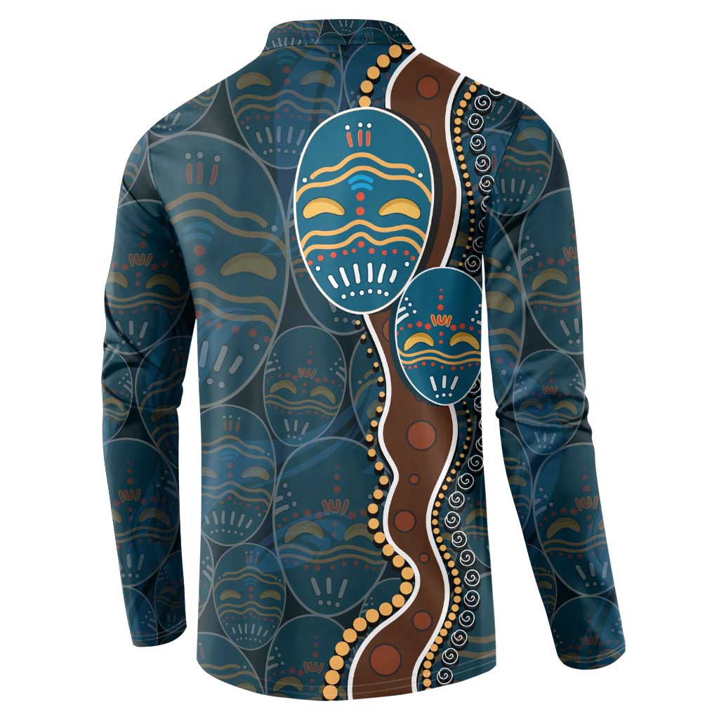 Aboriginal Masks Art Button Sweatshirt Australian Indigenous