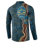 Aboriginal Masks Art Button Sweatshirt Australian Indigenous