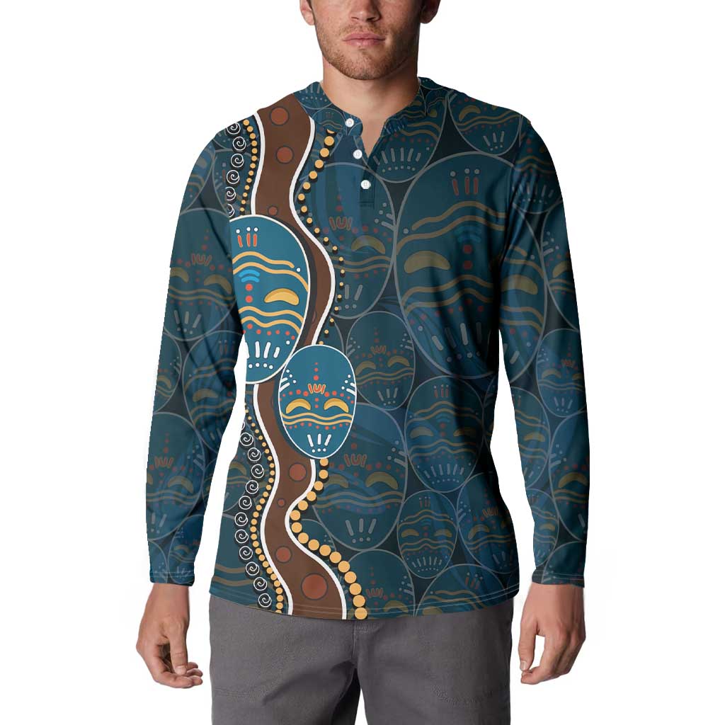 Aboriginal Masks Art Button Sweatshirt Australian Indigenous
