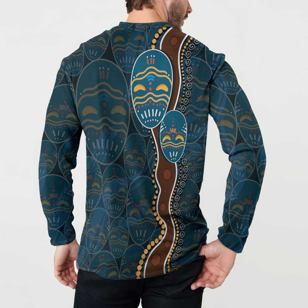 Aboriginal Masks Art Button Sweatshirt Australian Indigenous