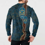 Aboriginal Masks Art Button Sweatshirt Australian Indigenous