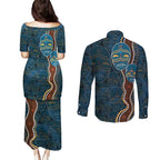 Aboriginal Masks Art Couples Matching Puletasi and Long Sleeve Button Shirt Australian Indigenous