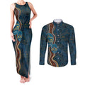 Aboriginal Masks Art Couples Matching Tank Maxi Dress and Long Sleeve Button Shirt Australian Indigenous