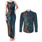 Aboriginal Masks Art Couples Matching Tank Maxi Dress and Long Sleeve Button Shirt Australian Indigenous