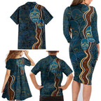 Aboriginal Masks Art Family Matching Long Sleeve Bodycon Dress and Hawaiian Shirt Australian Indigenous
