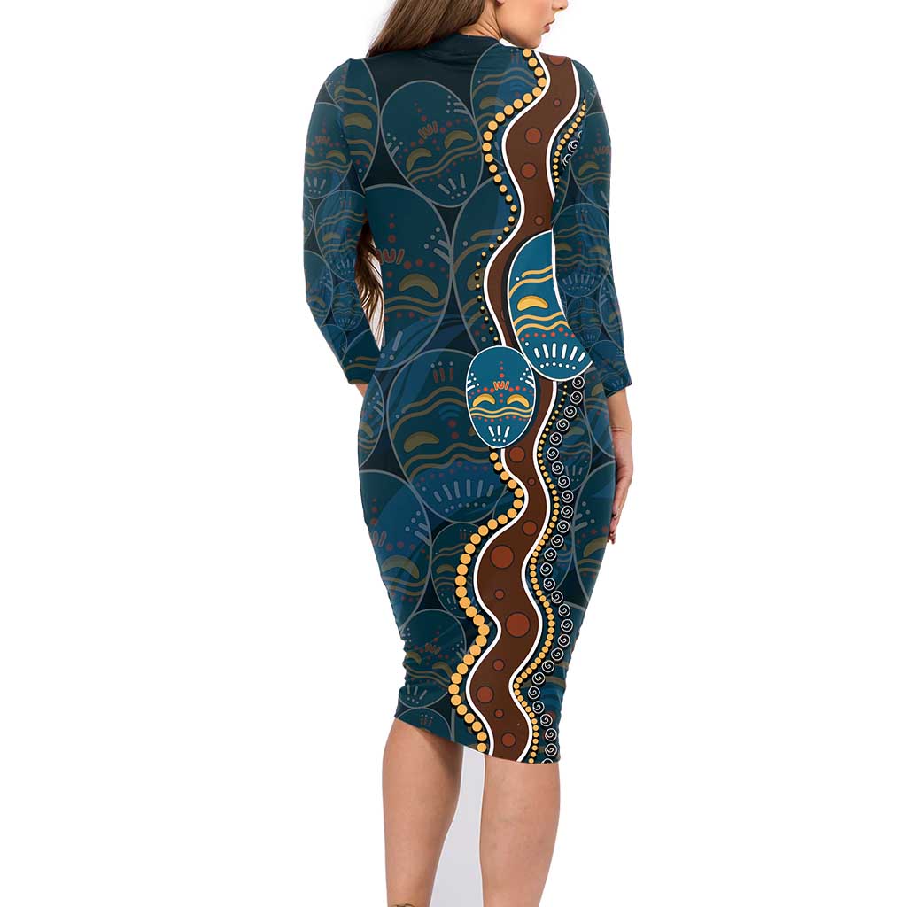 Aboriginal Masks Art Family Matching Long Sleeve Bodycon Dress and Hawaiian Shirt Australian Indigenous