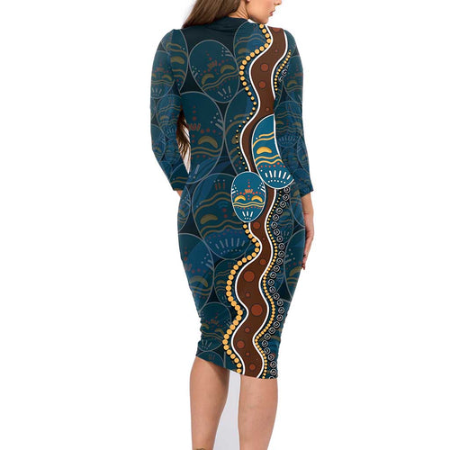 Aboriginal Masks Art Family Matching Long Sleeve Bodycon Dress and Hawaiian Shirt Australian Indigenous