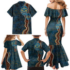 Aboriginal Masks Art Family Matching Mermaid Dress and Hawaiian Shirt Australian Indigenous