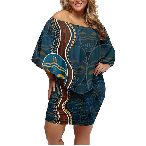 Aboriginal Masks Art Family Matching Off Shoulder Short Dress and Hawaiian Shirt Australian Indigenous