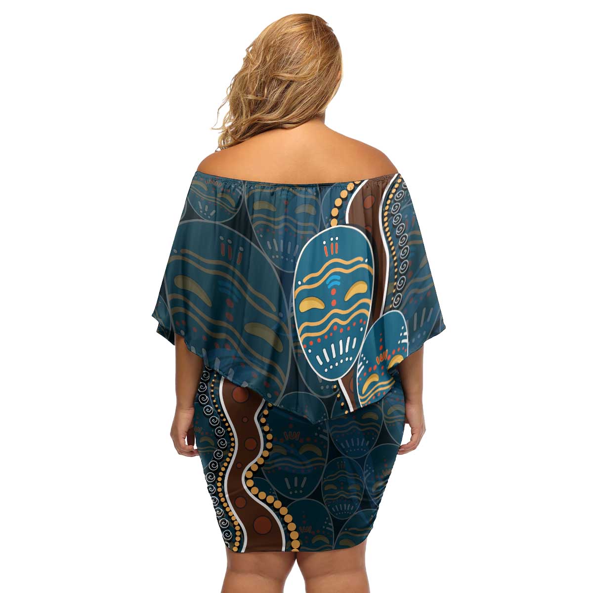 Aboriginal Masks Art Family Matching Off Shoulder Short Dress and Hawaiian Shirt Australian Indigenous