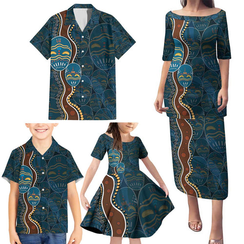 Aboriginal Masks Art Family Matching Puletasi and Hawaiian Shirt Australian Indigenous